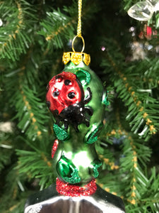 Garden trowel with ladybug accents christmas ornament | diamond sparkle glitter