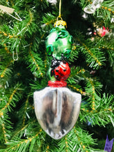Load image into Gallery viewer, Garden trowel with ladybug Christmas ornament