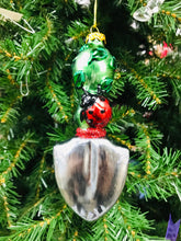 Load image into Gallery viewer, Garden trowel with ladybug accents christmas ornament | diamond sparkle glitter