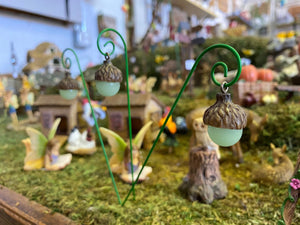 Glow-in-the-dark miniature lanterns | set of 3 | fairy garden | acorn shape mg362