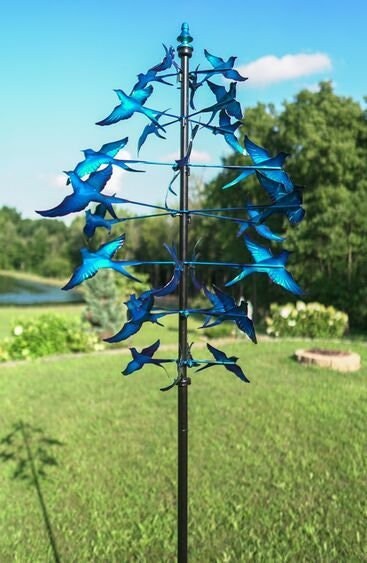 Blue Birds Kinetic Garden Wind Spinner Garden Art Wind Sculpture HH125
