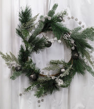 Load image into Gallery viewer, Pine with Pewter Bells Artificial Christmas Winter Holiday Wreath Indoor for Door or Wall