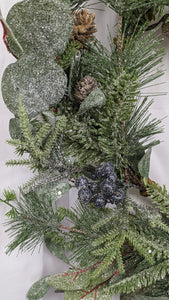 Frosted Pine and Eucalyptus Indoor Artificial Wreath Christmas Holiday for Door or Wall