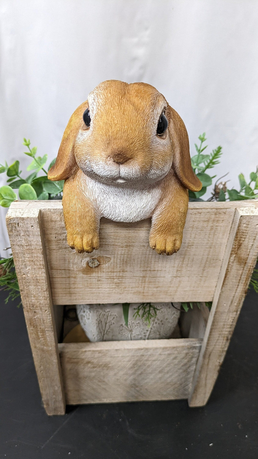 Baby bunny rabbit lifelike resin indoor outdoor railing fence hanger rabbit lover's gift