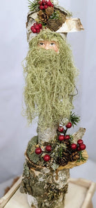 White Birch Log Old World Santa | Santa #13 | All Natural Birch | Unique Handmade Rustic Woodsy Christmas Decoration