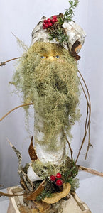White Birch Log Old World Santa | Santa #6 | All Natural Birch | Unique Handmade Rustic Woodsy Christmas Decoration