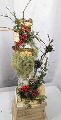 White Birch Log Old World Santa | Santa #7 | All Natural Birch | Unique Handmade Rustic Woodsy Christmas Decoration