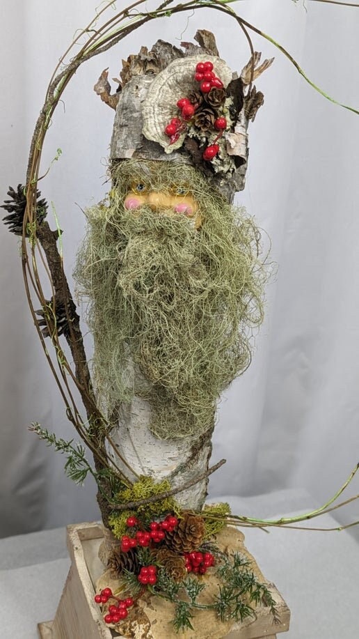 White Birch Log Old World Santa | Santa #3 | All Natural Birch | Unique Handmade Rustic Woodsy Christmas Decoration