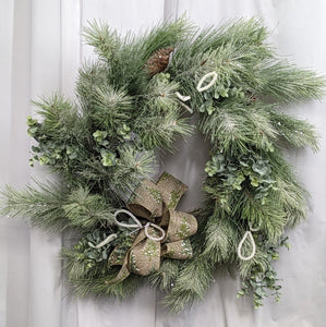 Pine and Eucalyptus Indoor Christmas Holiday Winter Wreath Artificial