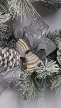 Load image into Gallery viewer, Silver Frosted Pine Wreath Christmas Holiday Winter Artificial Indoor for Wall or Door