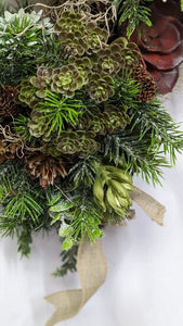 Pre-decorated Bark Wreath 14"  Ready to Hang for Holiday and Winter Decor