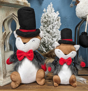 Plush Winter Fox Woodland Critter | Large or Small | Christmas Holiday Decorations
