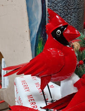 Load image into Gallery viewer, Metal red cardinal statue | standing or sitting cardinal figurine indoor outdoor garden art decor | cardinal lover&#39;s gift present