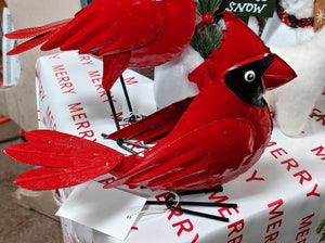 Metal red cardinal statue | standing or sitting cardinal figurine indoor outdoor garden art decor | cardinal lover's gift present