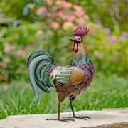 Large Metal Rooster Statue Garden Sculpture Chicken Animal Yard Art Decor 22"