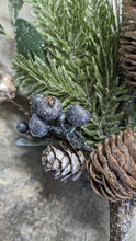 Load image into Gallery viewer, Frosted Pine and Berry Holiday Spray Pick Stems Artificial Christmas Decoration