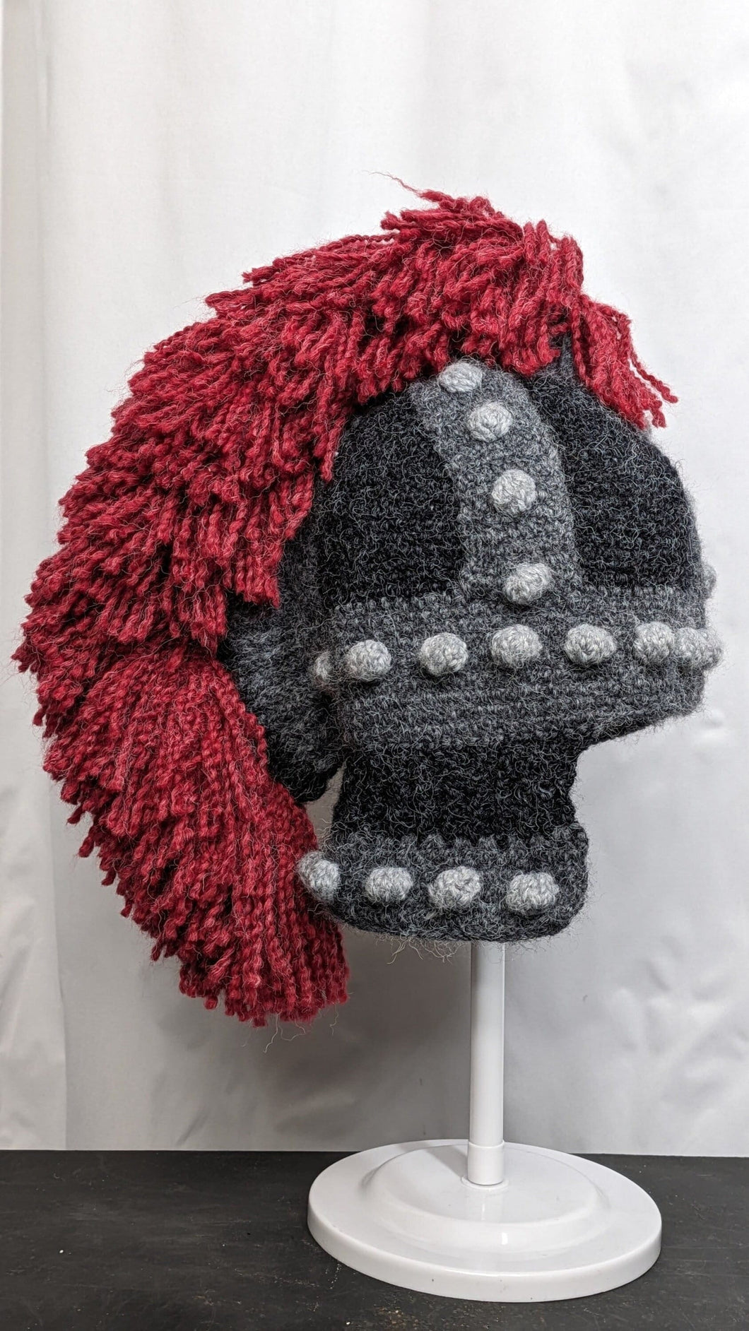 Mohawk fringed roman helmet ski snowboard knit winter novelty rare hat adult unisex unique gift