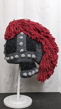 Load image into Gallery viewer, Mohawk fringed roman helmet ski snowboard knit winter novelty rare hat adult unisex unique gift