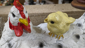 Mother Hen and Baby Chick large and lifelike resin indoor outdoor  Hen lover's gift