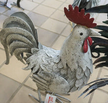 Load image into Gallery viewer, Rooster White Speckled large metal amazing details indoor outdoor