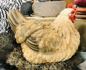 Brown Hen chicken large and lifelike resin indoor outdoor AS IS Hen lover's gift