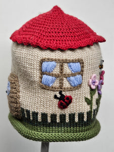 Mushroom house bucket hat knit winter ski snowboard novelty rare hat adult unisex unique gift
