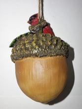 Load image into Gallery viewer, Bird House with Songbirds | Blue Jay and Cardinal sitting on an Acorn
