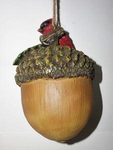 Bird House with Songbirds | Blue Jay and Cardinal sitting on an Acorn