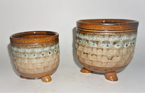 textured ceramic planter with 3 feet each, choose from small or large