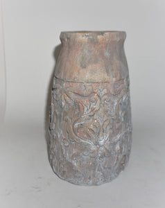 Oval Distressed Terracotta Planter with Embossed Filigree | Tuscan Design | French Country Vase