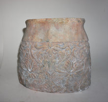 Load image into Gallery viewer, Oval Distressed Terracotta Planter with Embossed Filigree | Tuscan Design | French Country Vase