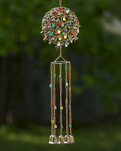 Wind Chime | Sphere with Colorful Dangles | Vintage Boho