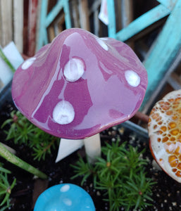 Whimsical Ceramic Mushroom | Medium toadstool for your garden