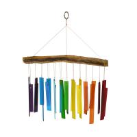 Rainbow Wood and glass Color Spectrum Windchime
