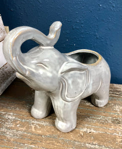 White Ceramic Planter Elephant Flower Pot