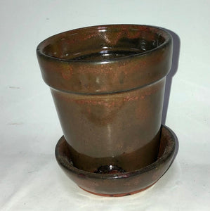 3" Small Ceramic Planter | Mini Pots with attached saucer