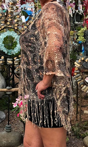 Women's Leopard Print Crocheted Shawl