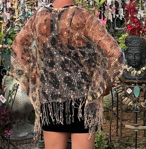 Women's Leopard Print Crocheted Shawl