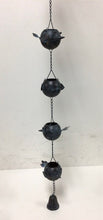 Load image into Gallery viewer, Metal Happy Little Birds Rain Chain with Attached Hanger 65&quot; long