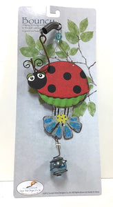 Bouncy Hanging Ladybug on a flower |  Yard Art  13"