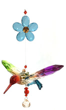 Load image into Gallery viewer, Five Tone Hanging Acrylic Hummingbird with Flower Ornament
