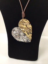 Load image into Gallery viewer, Silver and Goldtone Flexible Heart Necklace