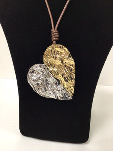 Silver and Goldtone Flexible Heart Necklace