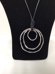 Round 3 Circle Silver-tone Pendant Necklace