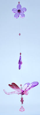 Long Acrylic Hanging Dragonfly with Flowers