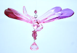 Long Acrylic Hanging Dragonfly with Flowers