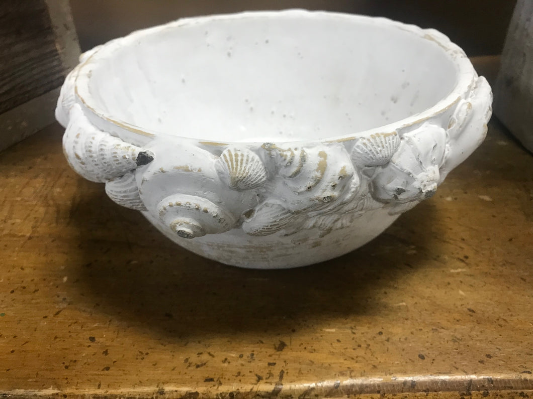 White Shallow Beach Shell bowl | Nautical