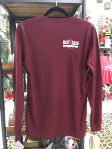 Adult Friendly Fun Humorous Christmas Themed Long Sleeve Burgundy t-shirt S-3Xl