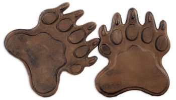 Wilderness Wonders Outdoor Cast Iron Bear Paw  Prints | Grizzly Bear | Garden Path Stepping Stones | 10 X 9