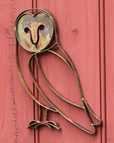 This barn owl make a striking statement in this flamed copper colored finish There is a keyhole opening on the back making  it easy to attach this art piece to any wall 